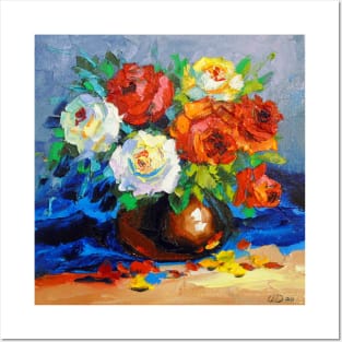 A bouquet of roses in a vase Posters and Art